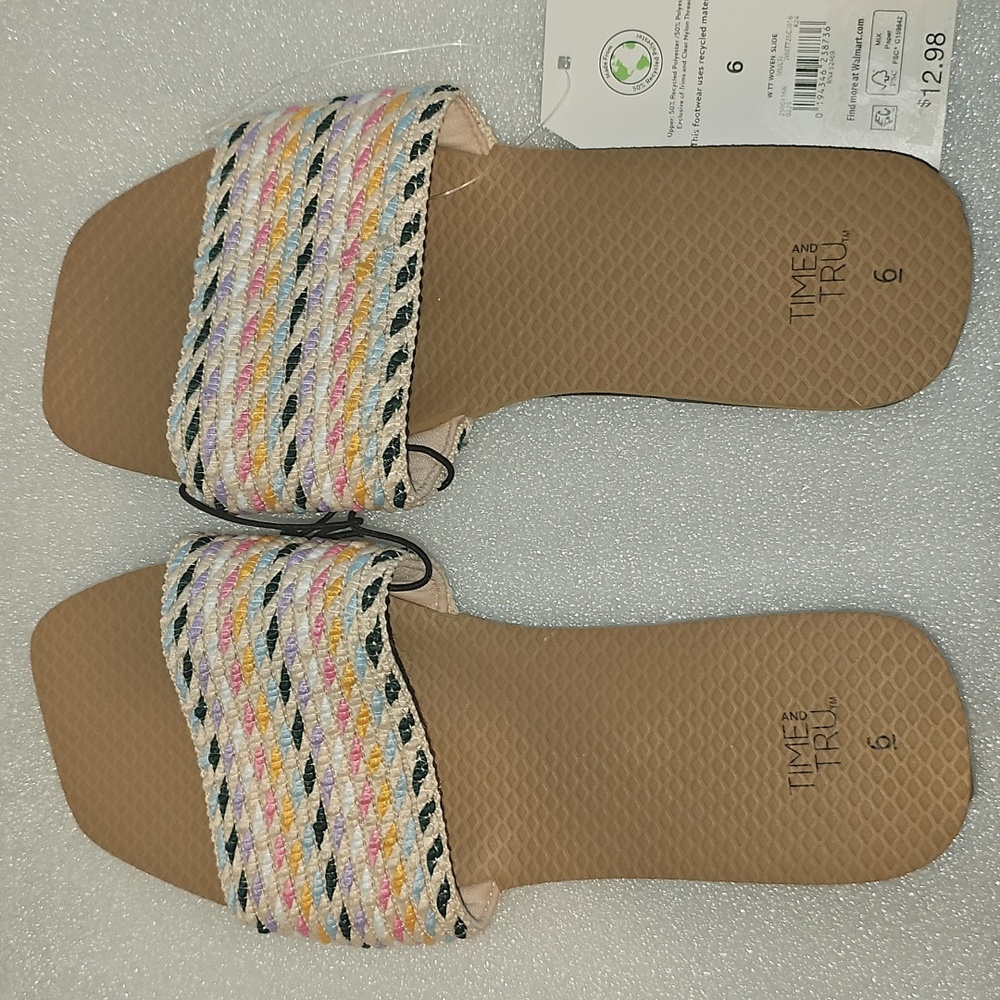 Time and Tru Women's Size 6 Woven Slide New - Picture 13 of 14